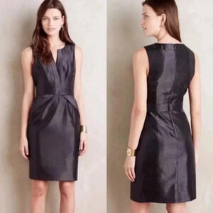 Anthropologie MAEVE Cross Front Shimmer Dress In Black Size 12